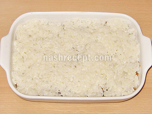 рисовая запеканка с мясом 3 слой - risovaya zapekanka s myasom 3 sloy