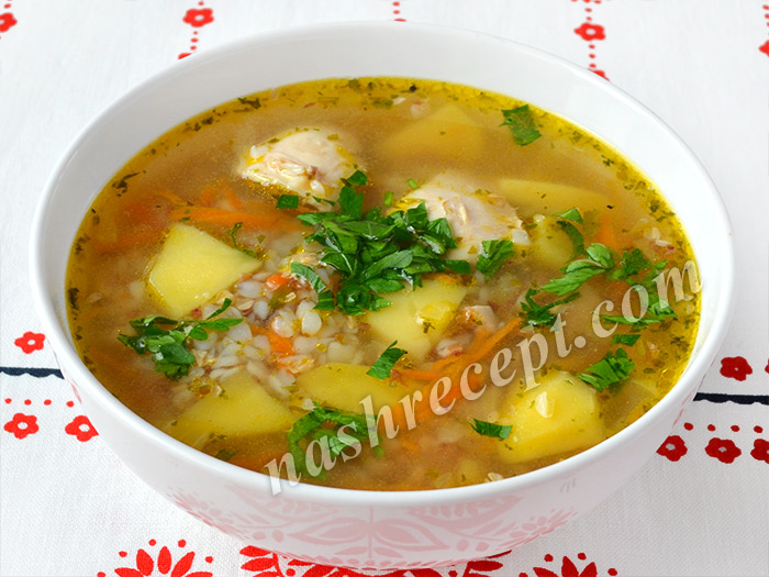 гречневый суп с курицей - grechnevyi sup s kuritsey